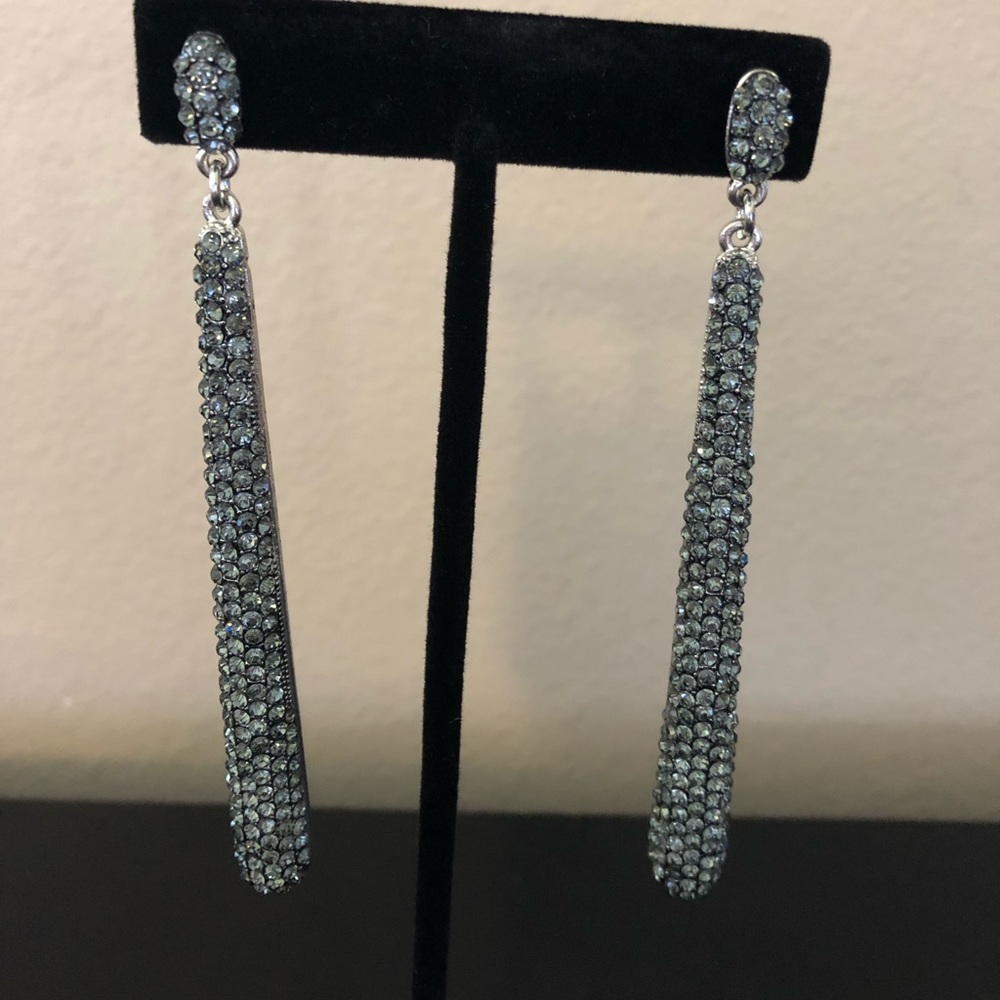 Blue crystal dangle rhinestone earrings
